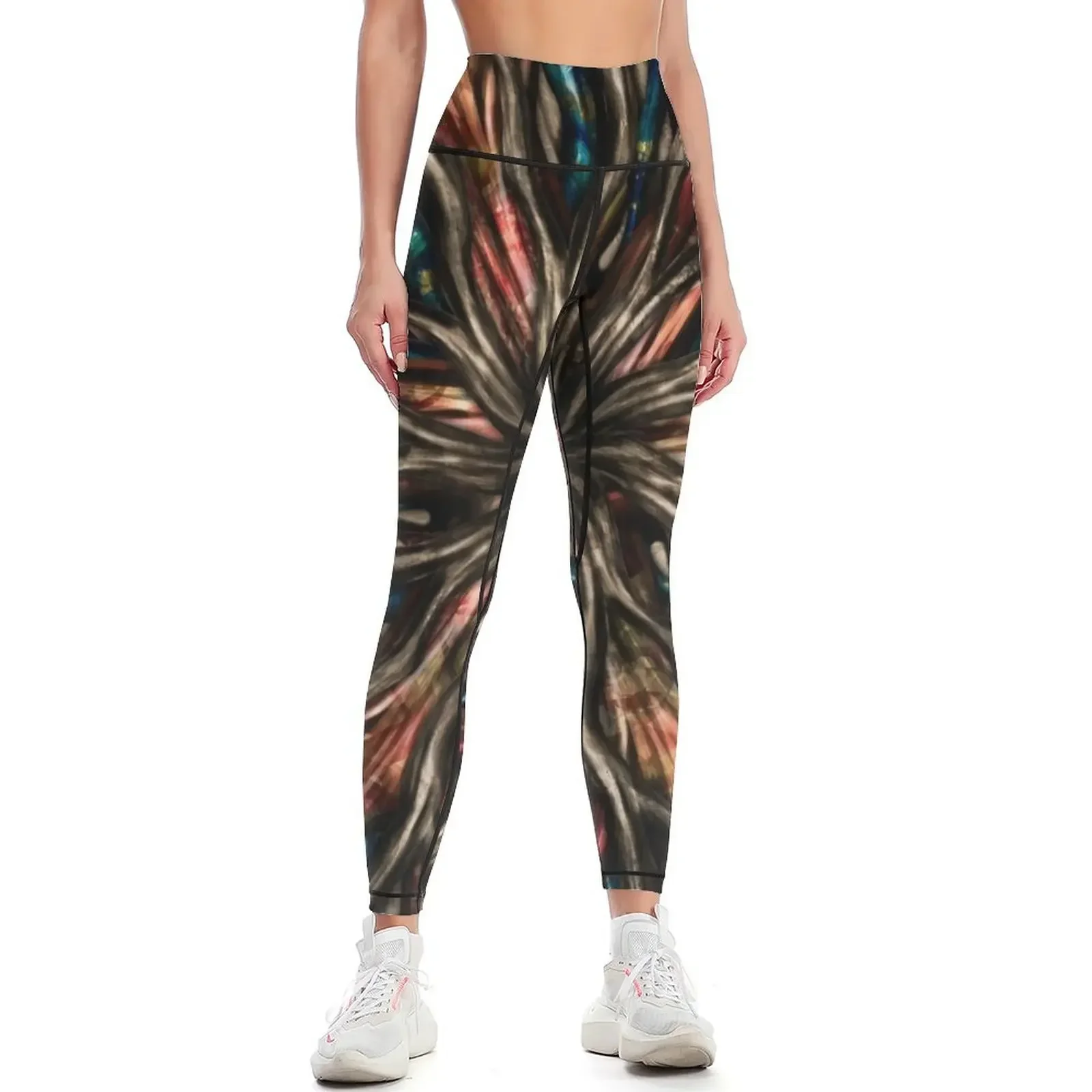 Yoga Fitness Drawing - Roots Drawing - Gemstone texture Leggings