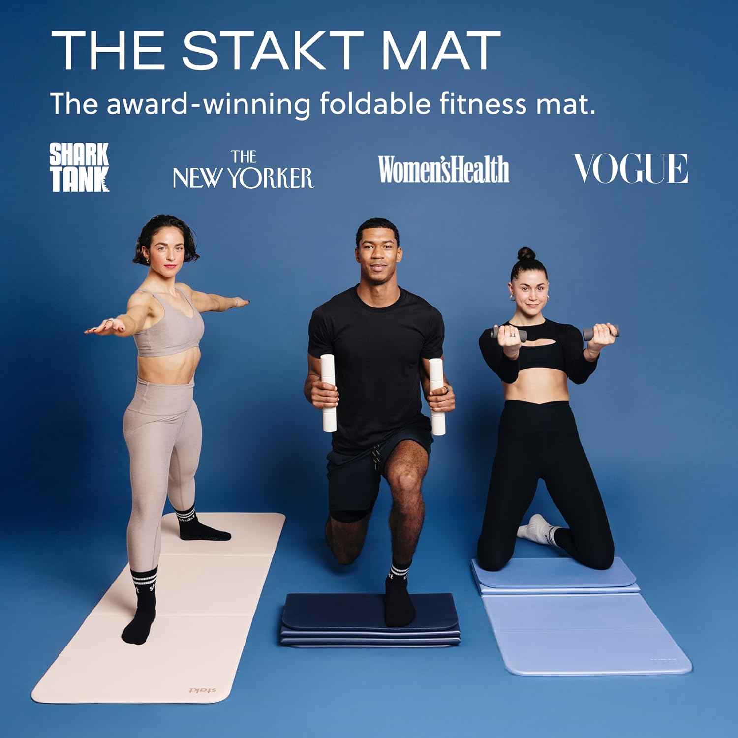 Foldable Yoga Mat in Blue, Pre - đánh giá và giá Yoga Fitness Studio