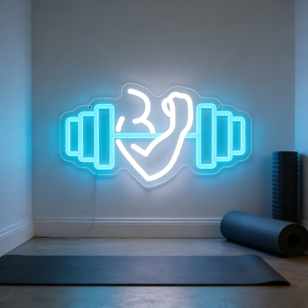 Bicep Dumbbell Neon Sign LED W - đánh giá và giá Yoga Fitness Studio