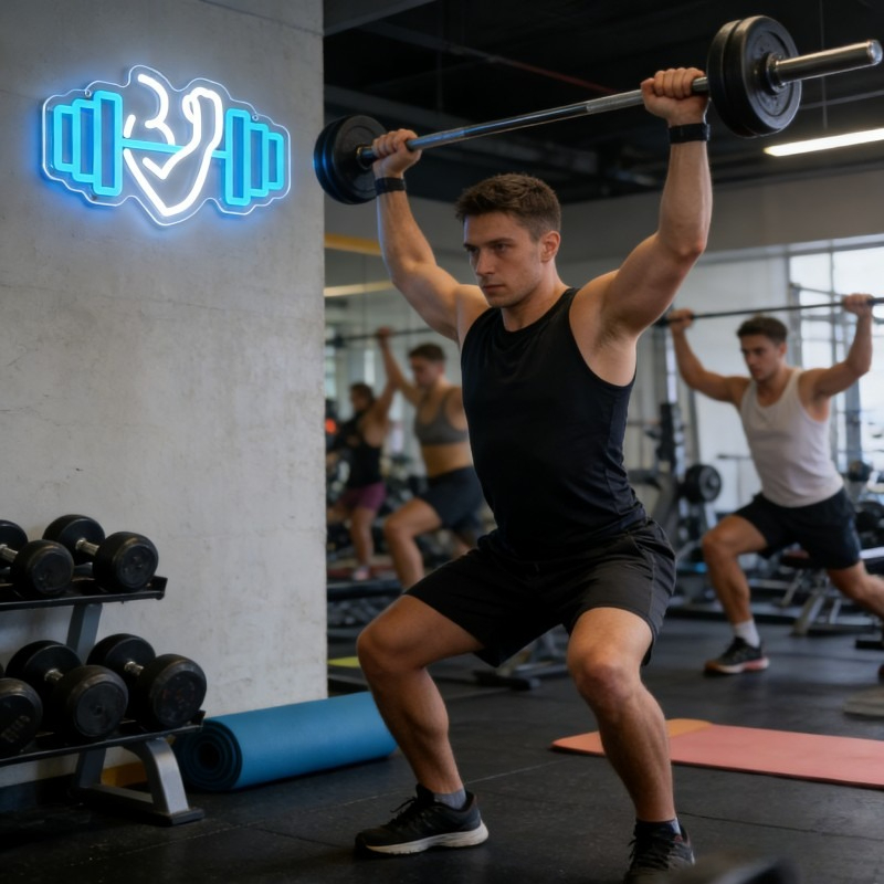 Bicep Dumbbell Neon Sign LED W - đánh giá và giá Yoga Fitness Studio