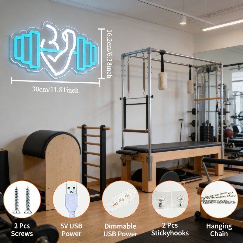 Bicep Dumbbell Neon Sign LED W - đánh giá và giá Yoga Fitness Studio