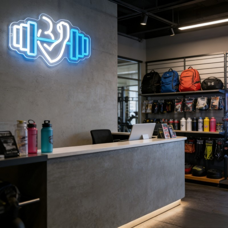 Bicep Dumbbell Neon Sign LED W - đánh giá và giá Yoga Fitness Studio